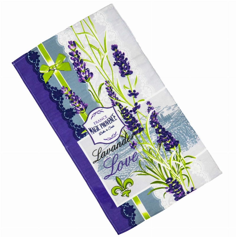 Рушник кухонний рогожка з петелькою та принтом lavender love 35х61см 180г/м2 GM Textile (Лавандовий)